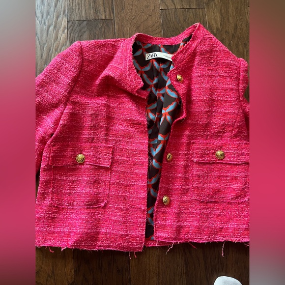 Zara hot pink tweed blazer - Picture 1 of 3